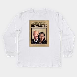 Biden Harris AMERICA'S MOST UNWANTED Kids Long Sleeve T-Shirt